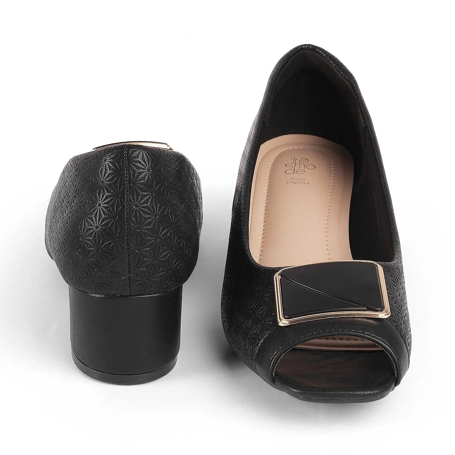 Tresmode Treroy Black Women's Peep-toe Heels