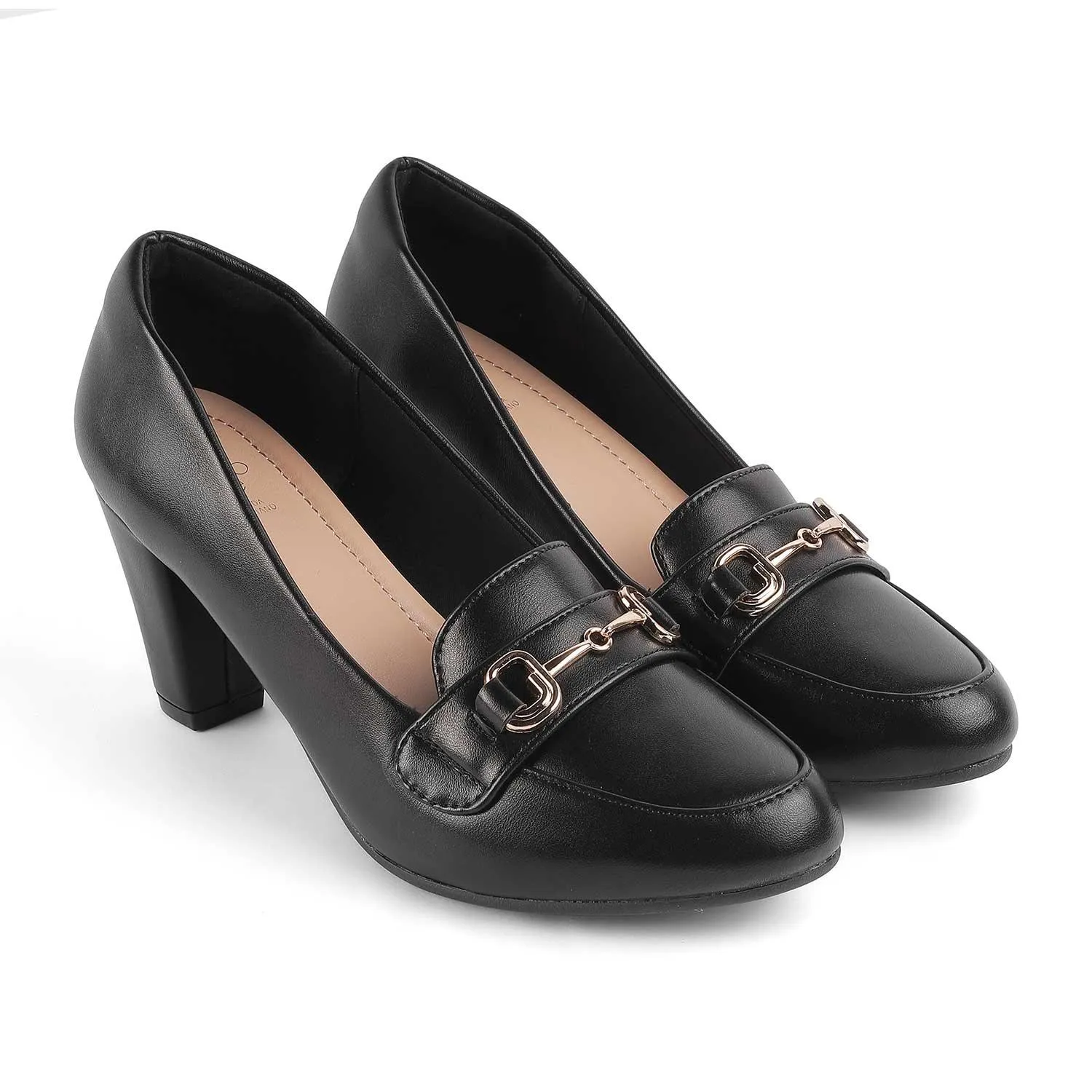 Tresmode Tresore Black Women's Dress Block Heel Pumps