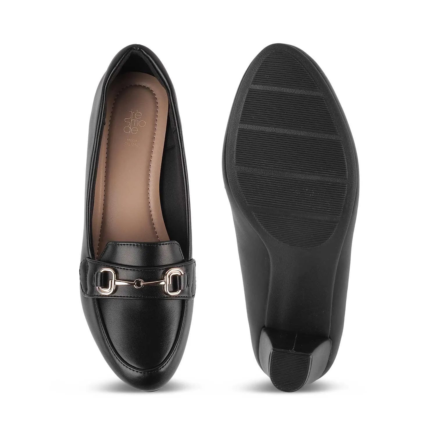 Tresmode Tresore Black Women's Dress Block Heel Pumps