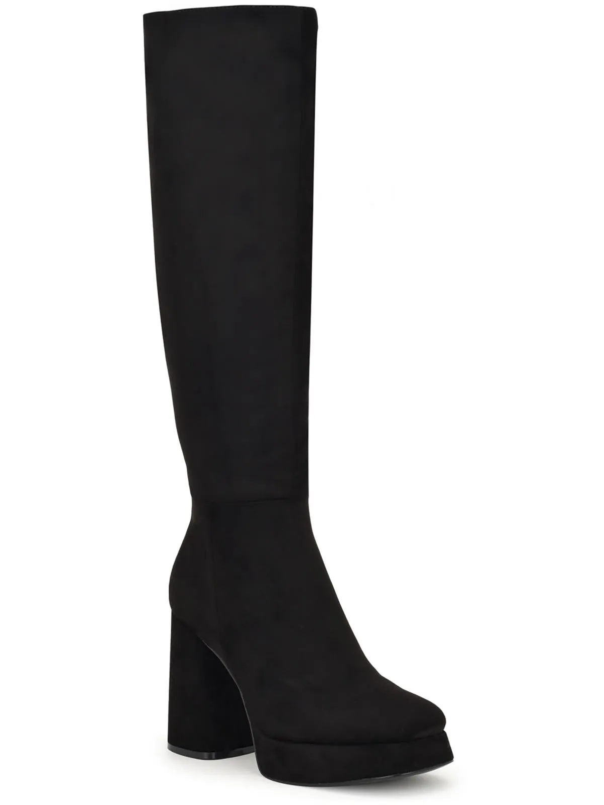 VADDA2 Womens Faux Suede Block heel Knee-High Boots