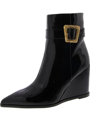 Weslie 2 Womens Patent Pointed Toe Wedge Boots