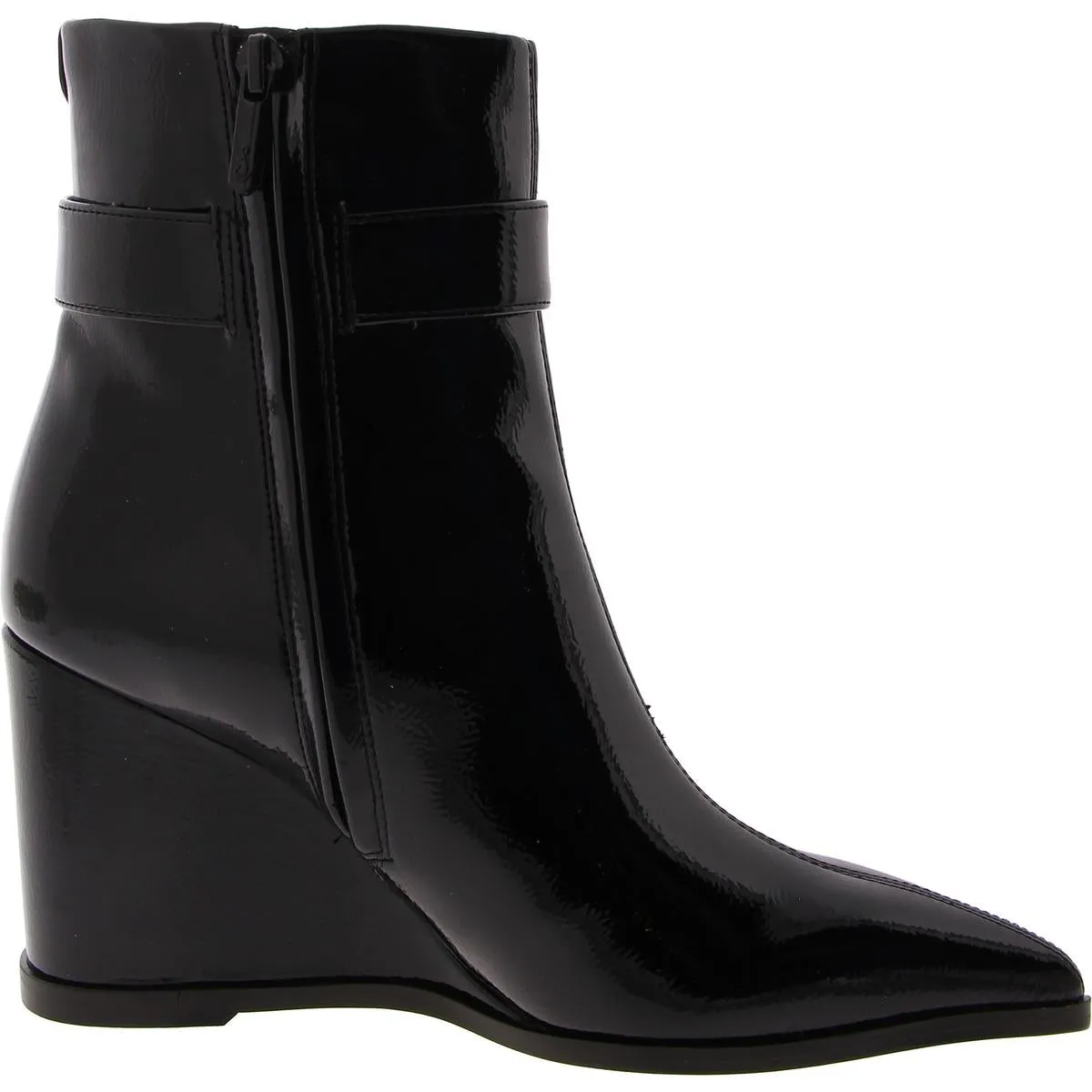 Weslie 2 Womens Patent Pointed Toe Wedge Boots