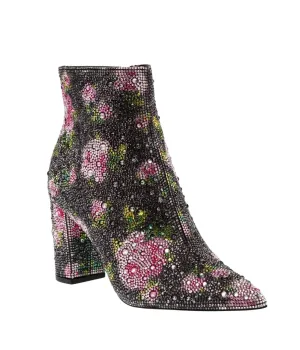 Women Cady Rhinestone Bootie In Black Floral