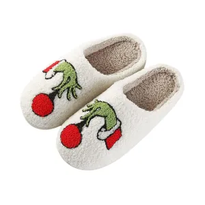 Women Grinchmas Is Here Fuzzy Slippers In Grinch Hand