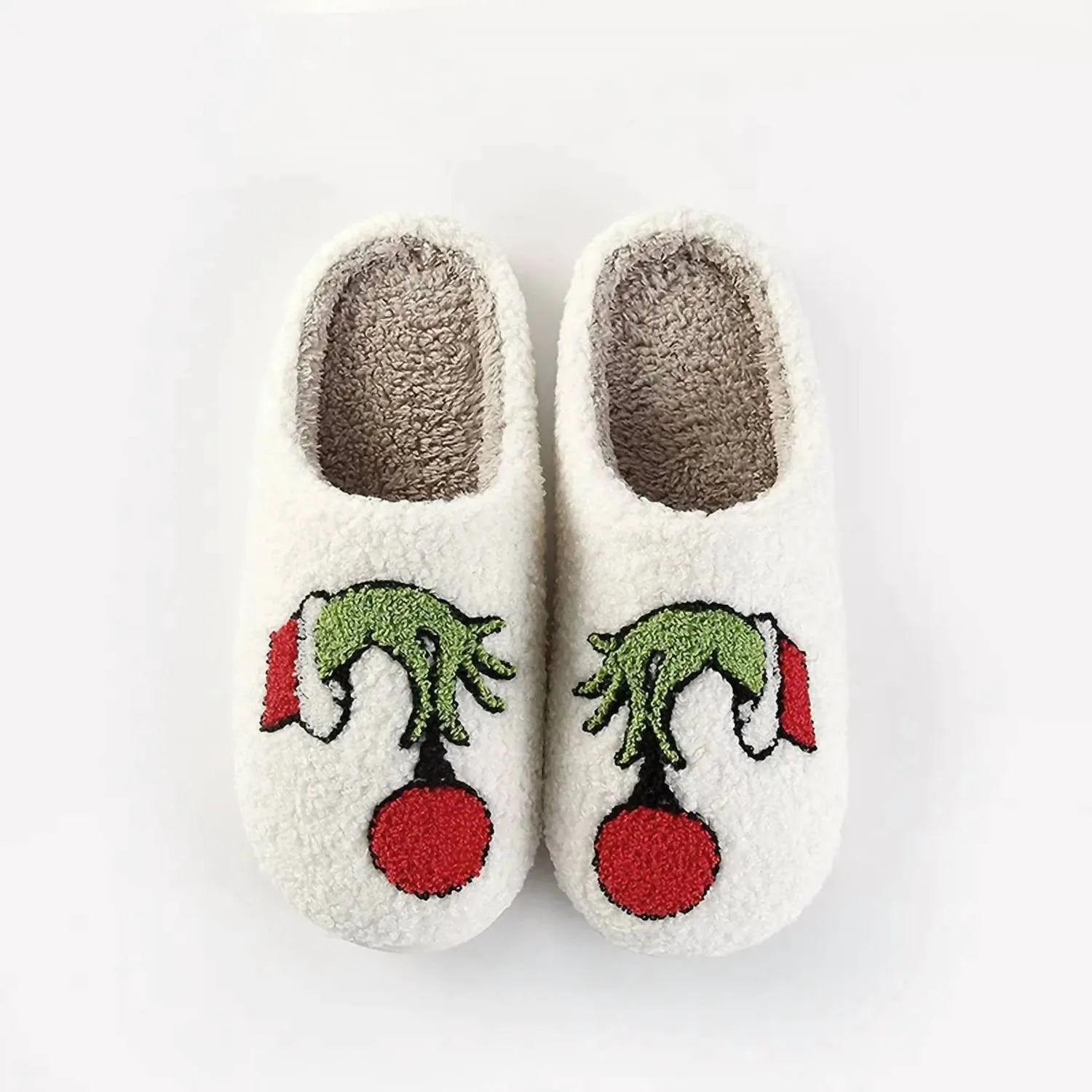 Women Grinchmas Is Here Fuzzy Slippers In Grinch Hand