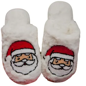 Women Santa Face Fur Slippers