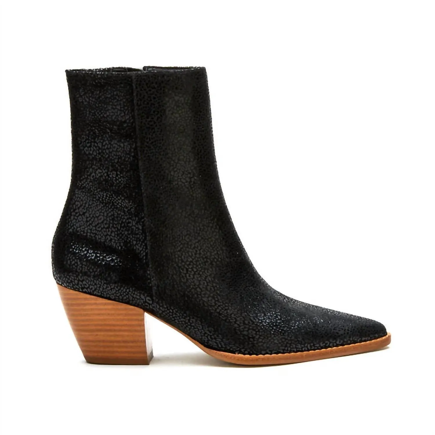 Women's Caty Ankle Bootie In Black Mini Leopard