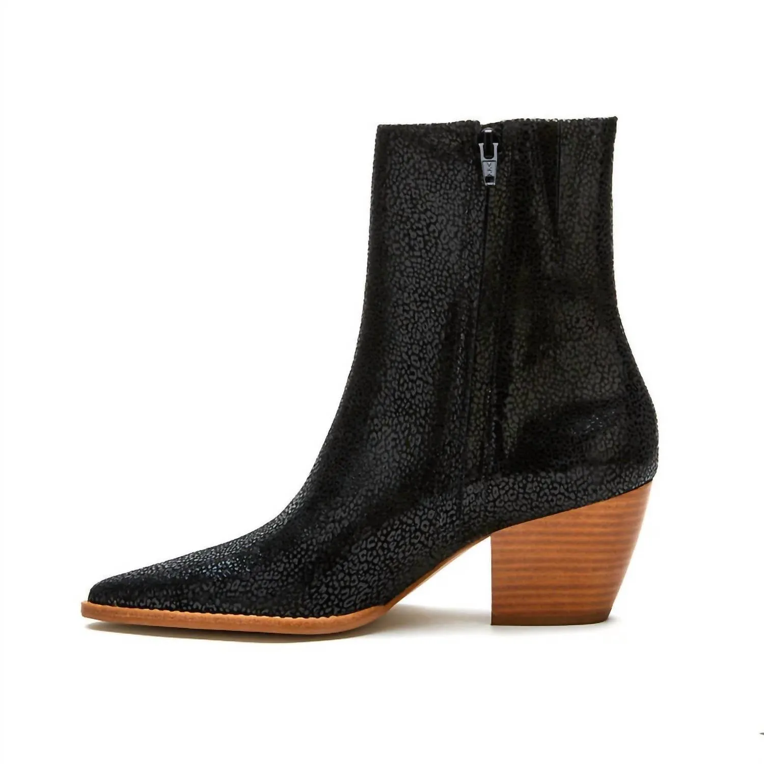 Women's Caty Ankle Bootie In Black Mini Leopard