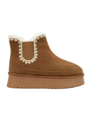 Women's Crochet Platform Boot In Camel