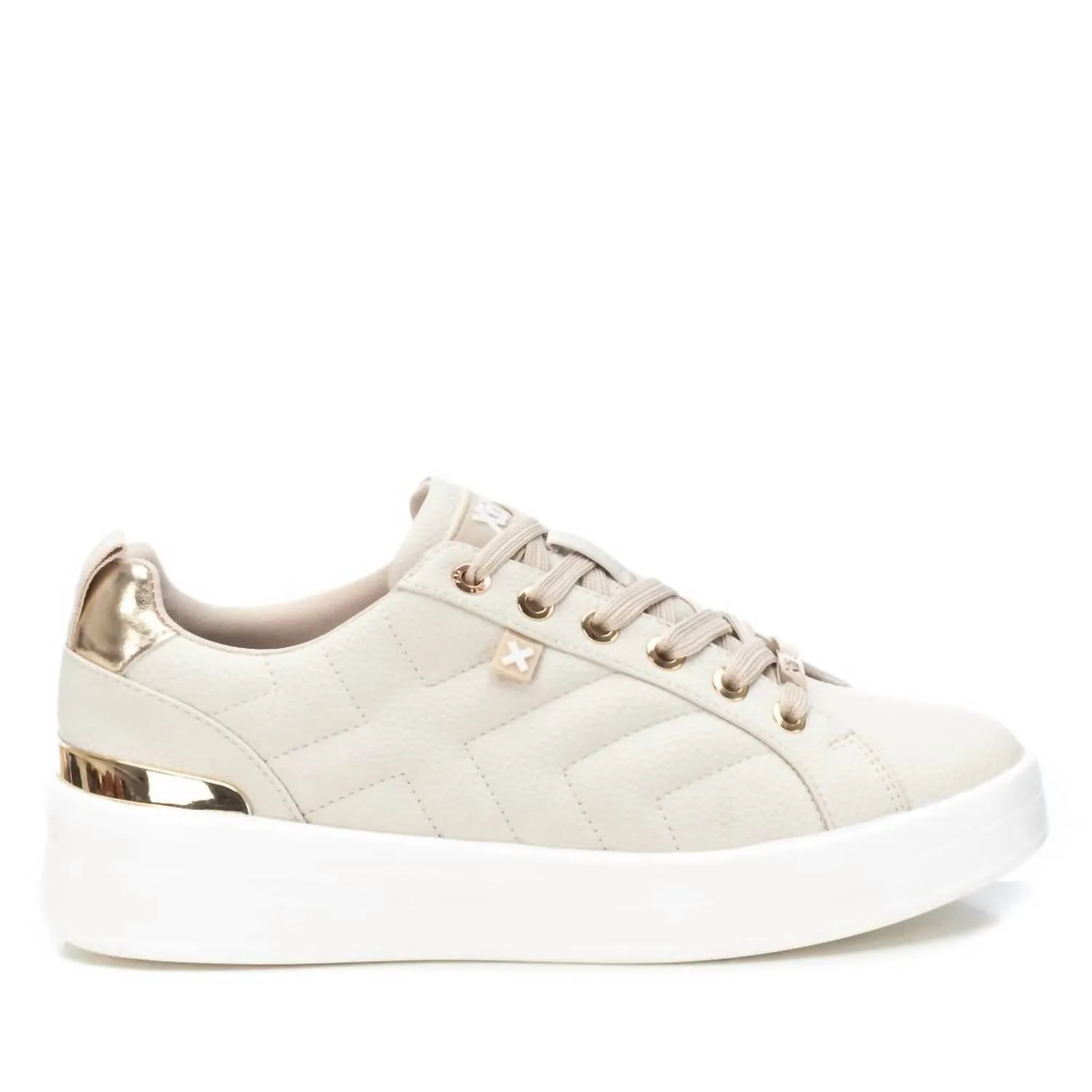 Women's Faux Leather Sneakers In Beige
