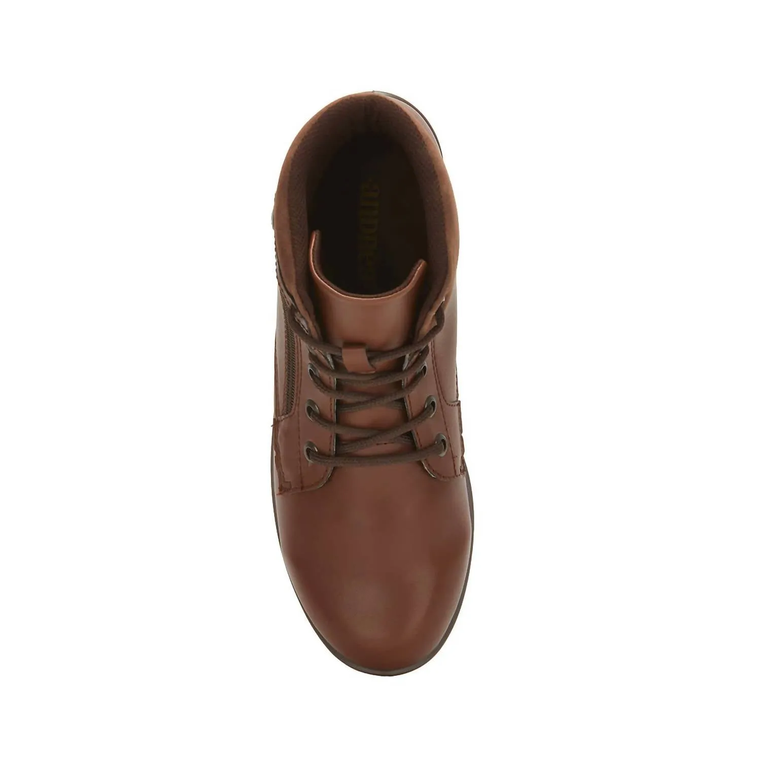 Women's Flat Booties With Side Zipper In Brown