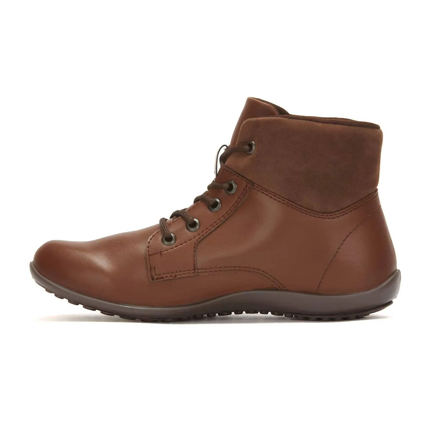 Women's Flat Booties With Side Zipper In Brown