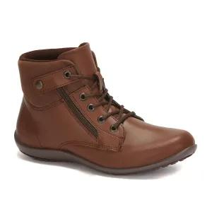 Women's Flat Booties With Side Zipper In Brown