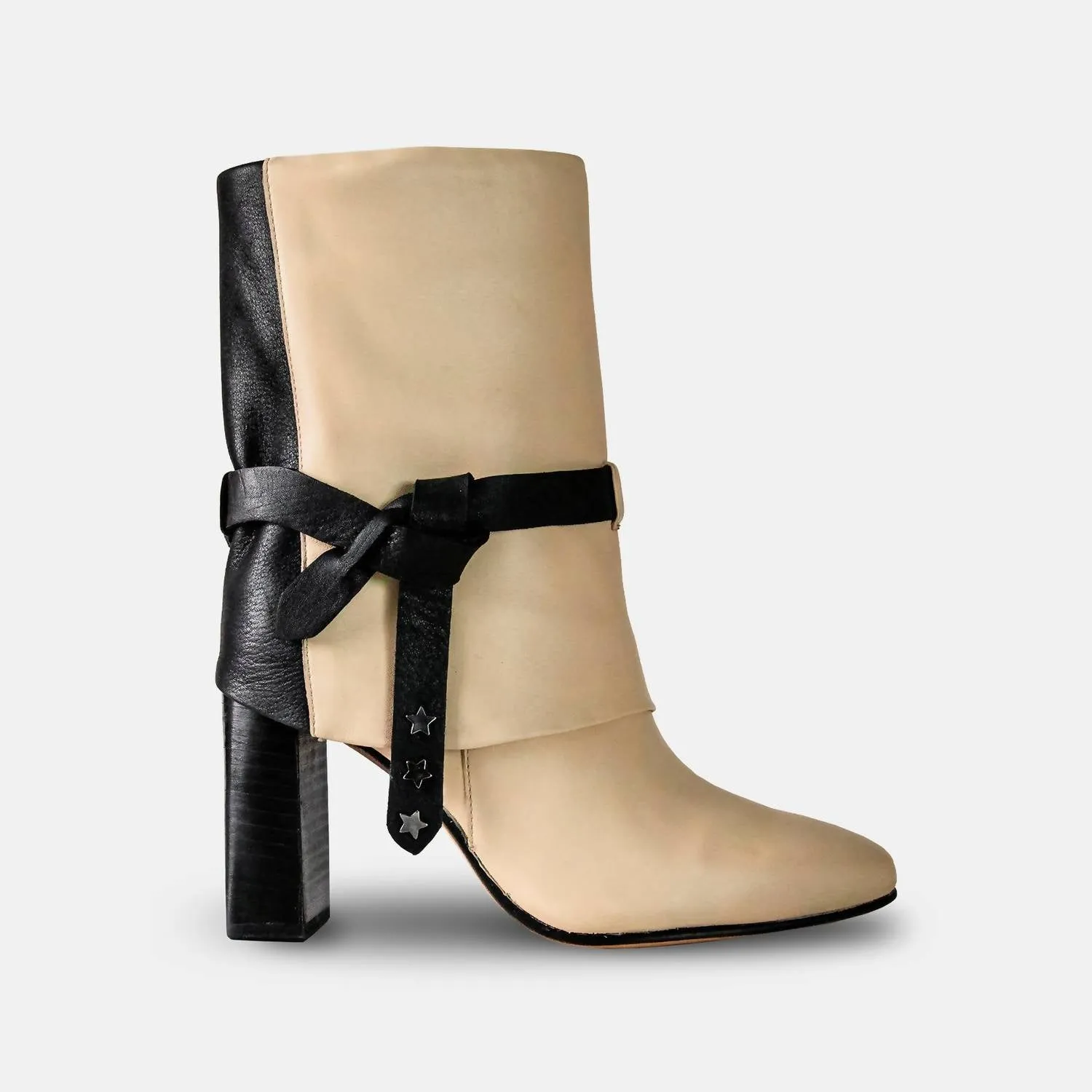 Women's Premium Leather Nat Boots In Ivory&black