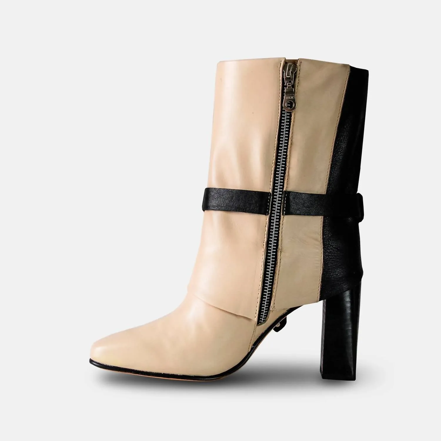 Women's Premium Leather Nat Boots In Ivory&black