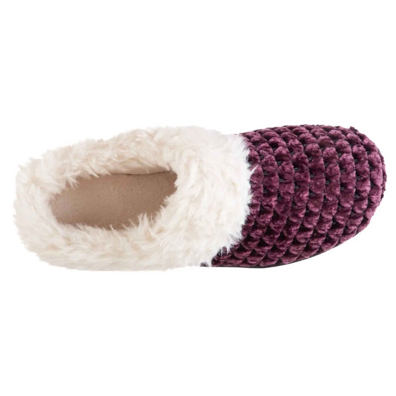Women's Recycled Popcorn Chenille Erin Hoodback Slipper In Blackberry