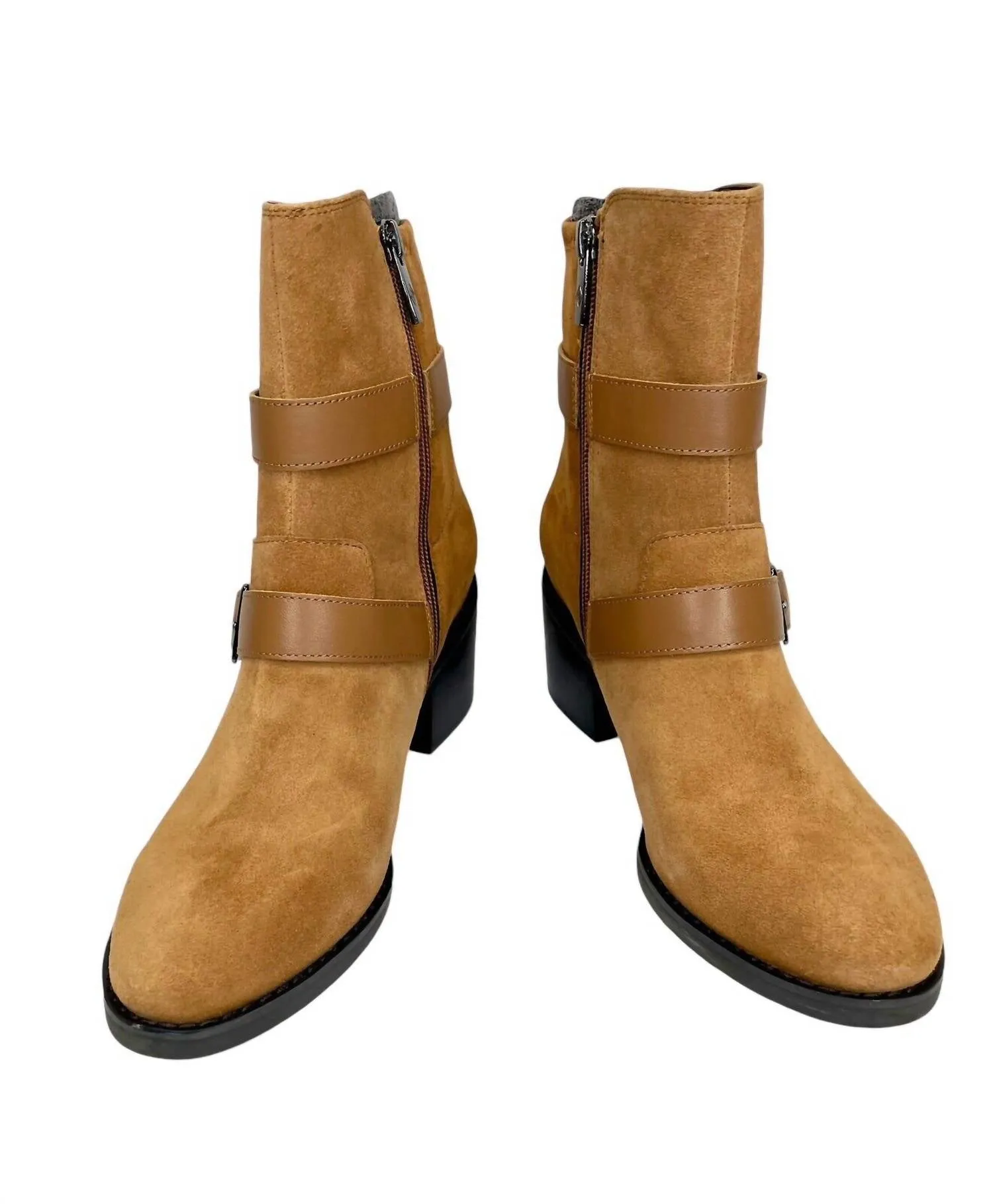 Women's Saddle Suede Leather Darby Ankle Boots In Brown