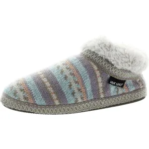 Womens Striped Faux Fur Bootie Slippers