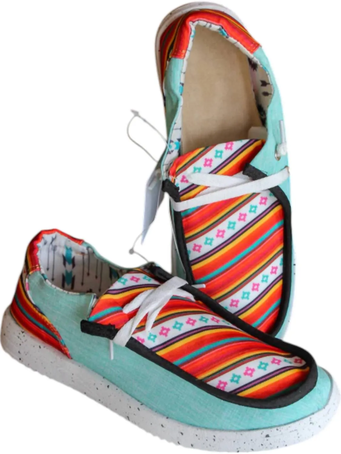 Women's Sunset Serape Shoes In Orange/white/blue