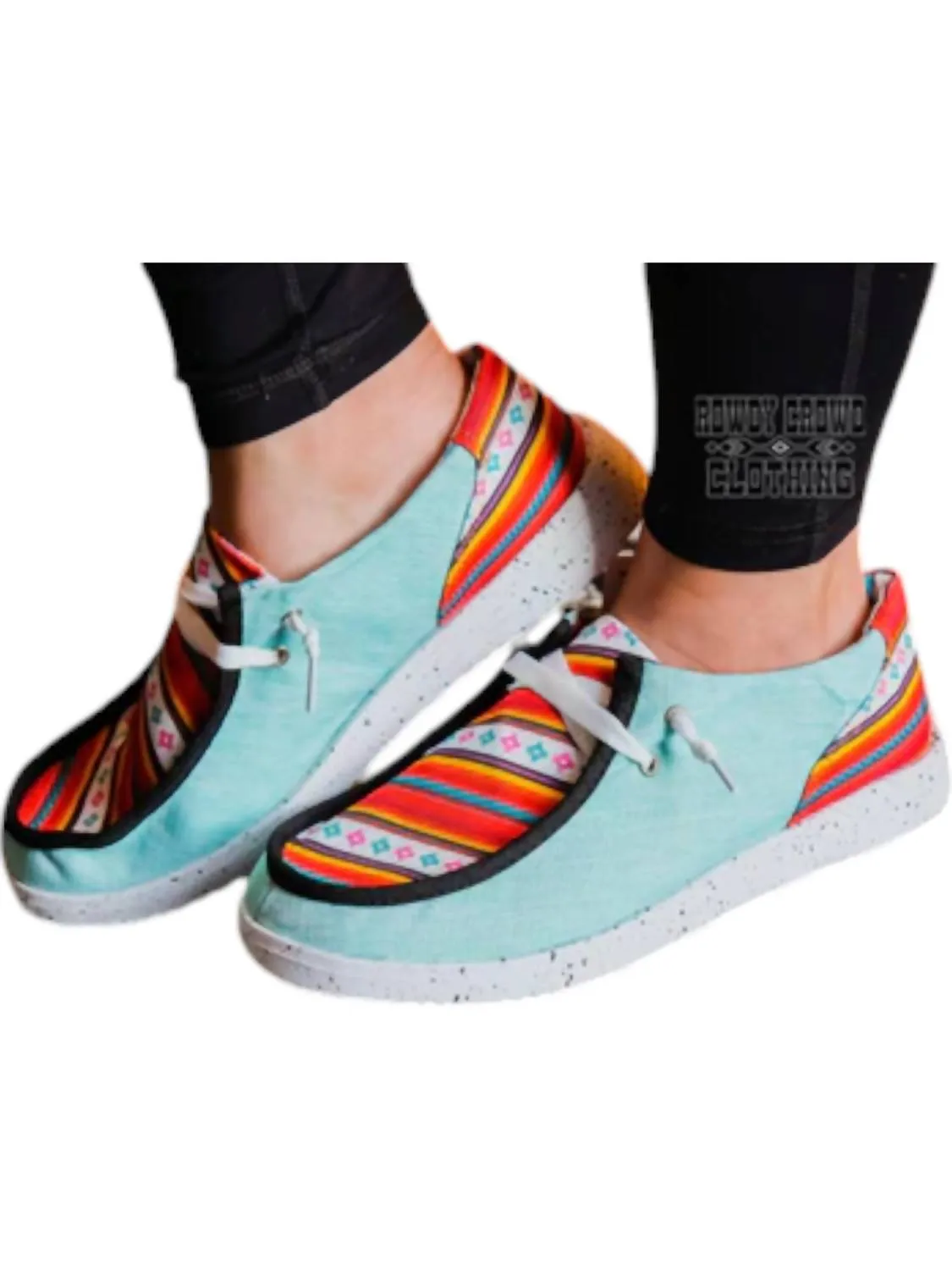Women's Sunset Serape Shoes In Orange/white/blue