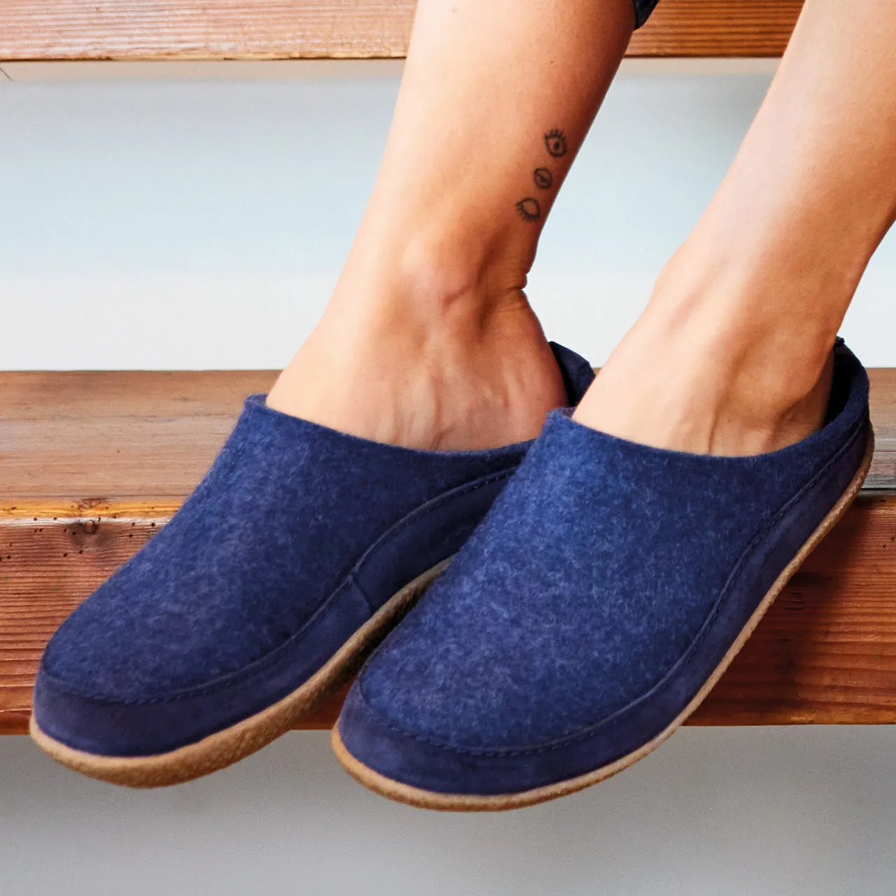 Wool Felt Slippers - Blizzard - Denim AW23 (EU 46) *Last Ones!