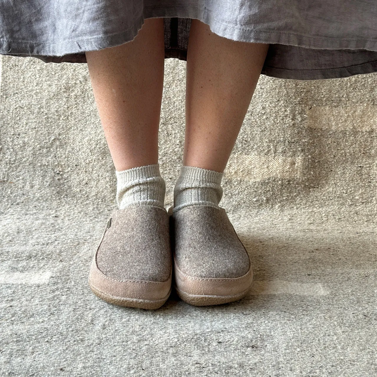 Wool Felt Slippers - Blizzard - Taupe (Adults 36-46) *Pre-order