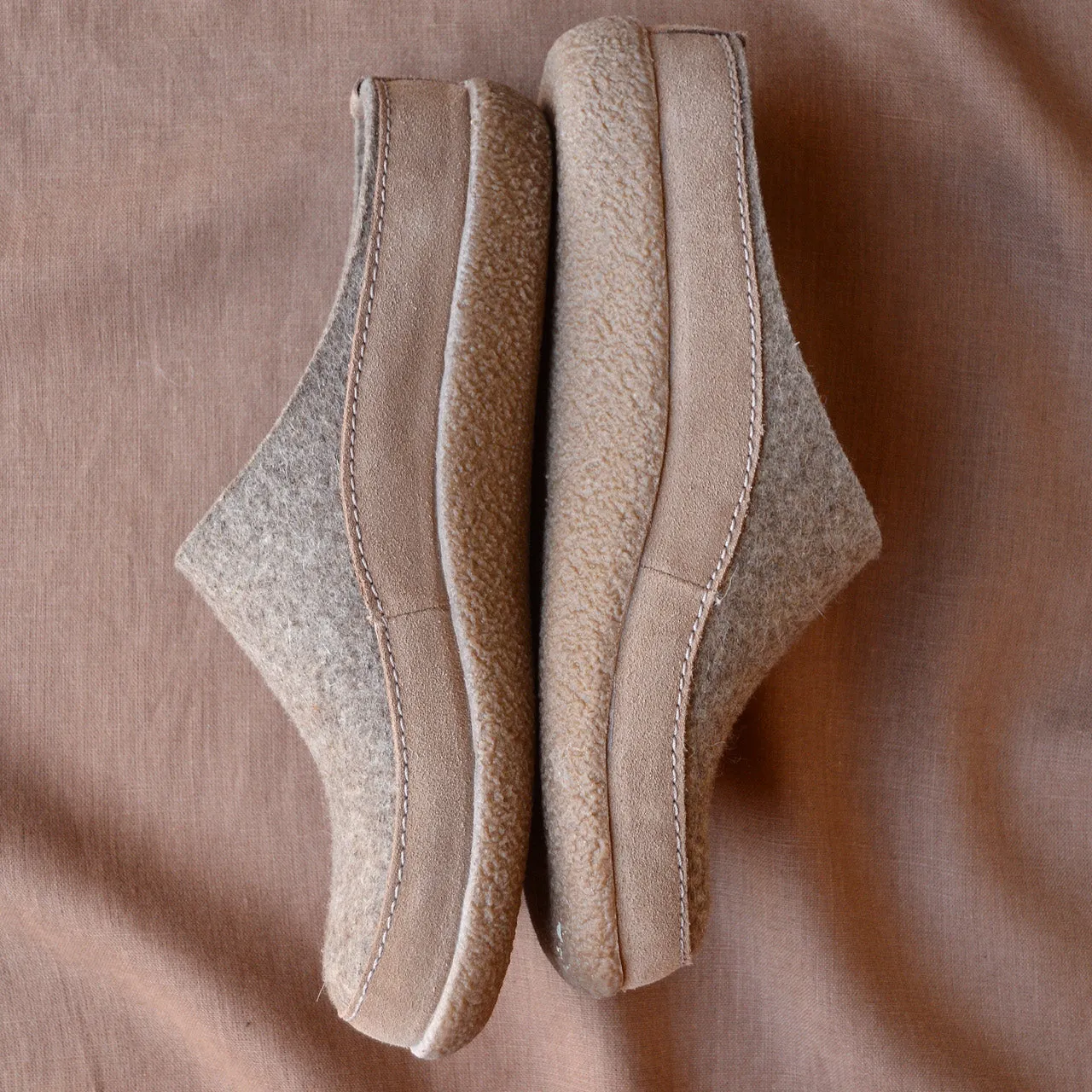 Wool Felt Slippers - Blizzard - Taupe (Adults 36-46) *Pre-order