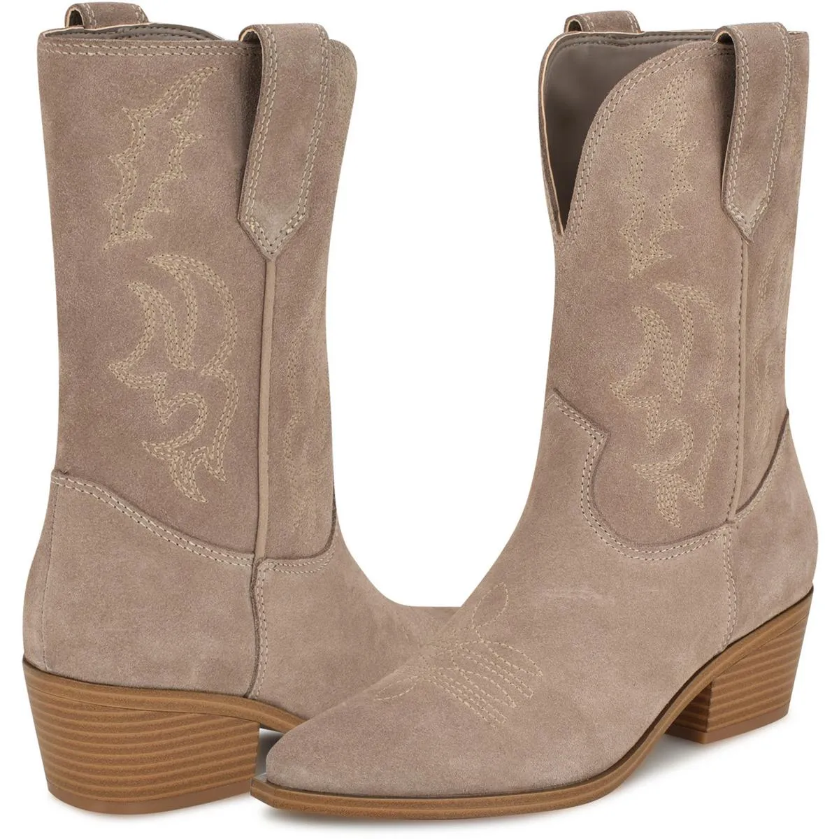 Yodown Womens Suede Pointed Toe Cowboy, Western Boots